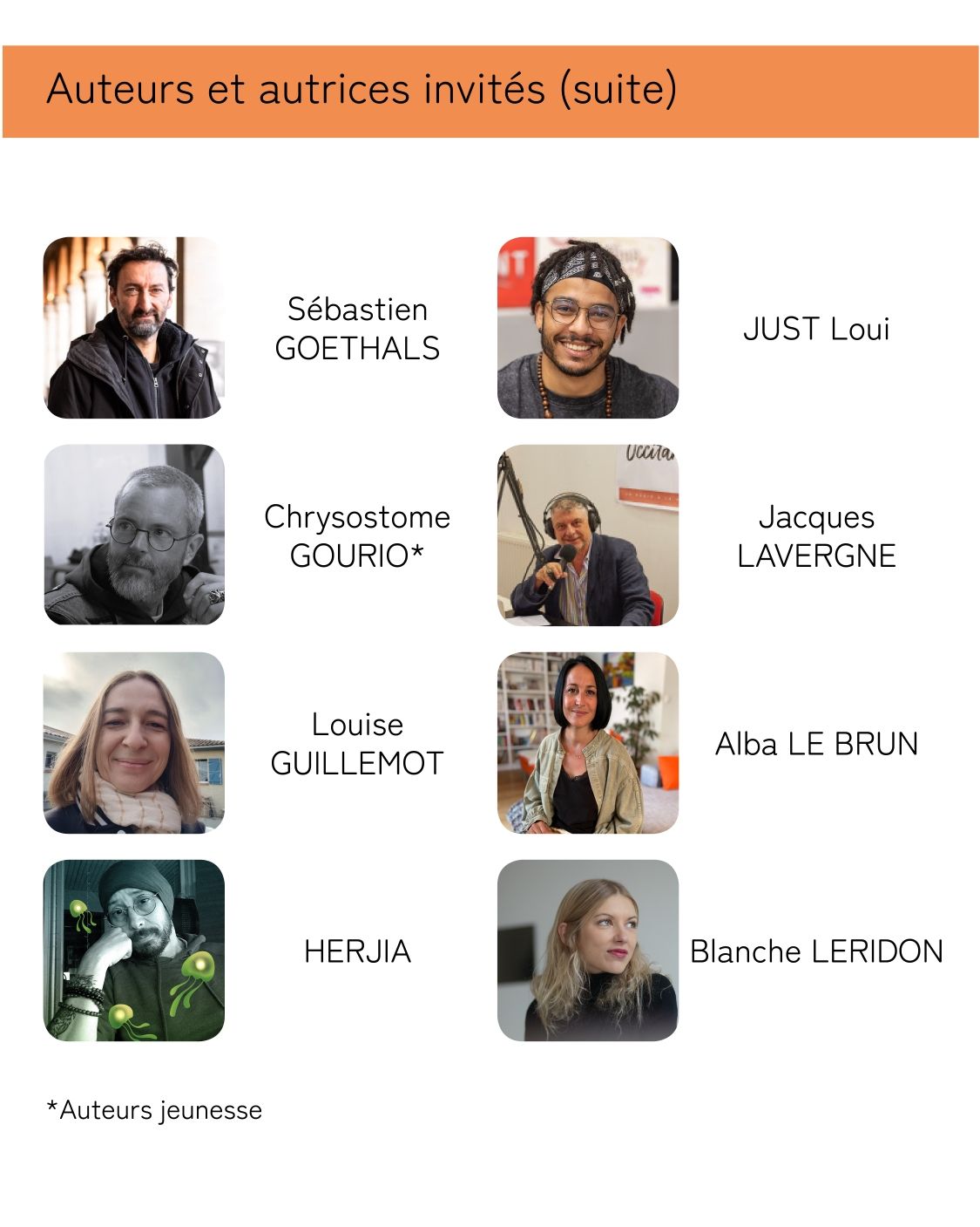 Salon du livre du 16/11/2025 - Auteurs et autrices invités