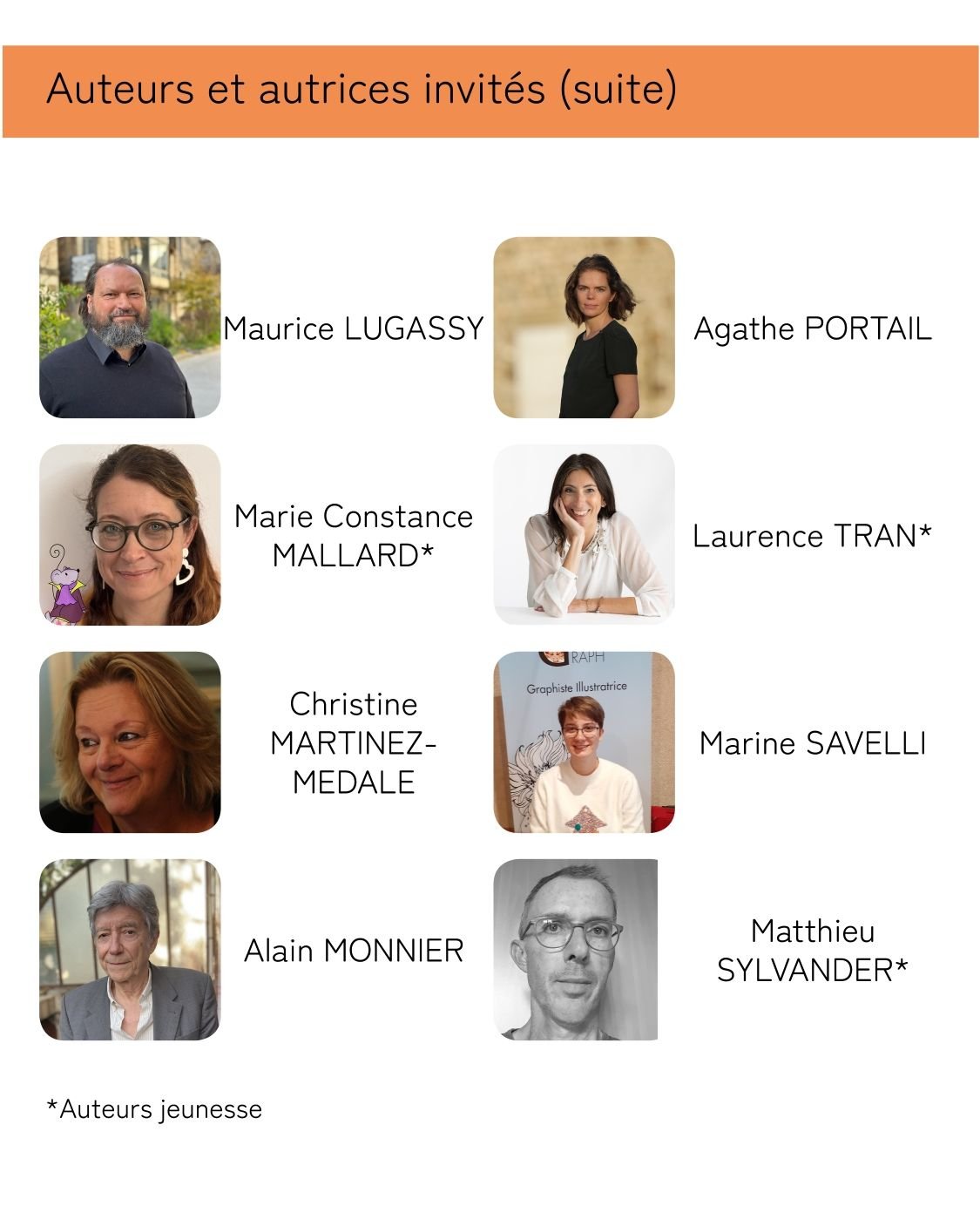 Salon du livre du 16/11/2025 - Auteurs et autrices invités